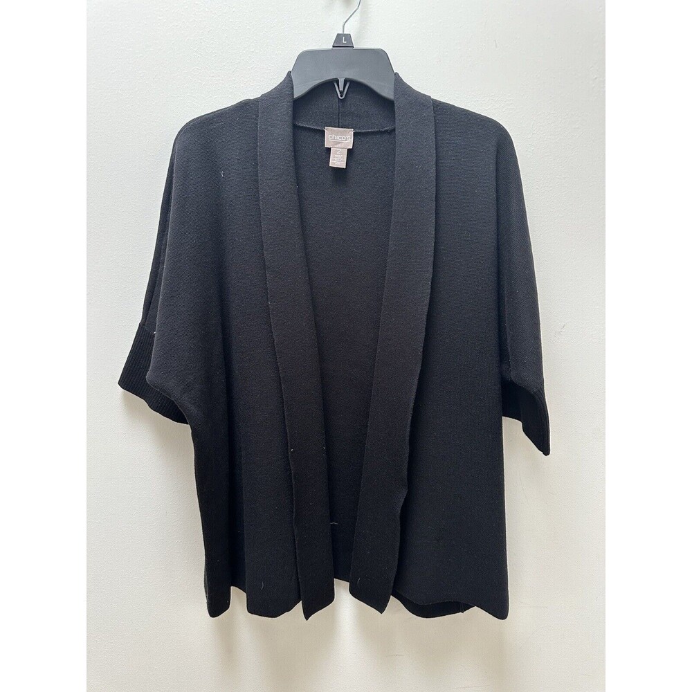 Chicos Black Knit Open Front Cardigan Chicos Size 2 or Large